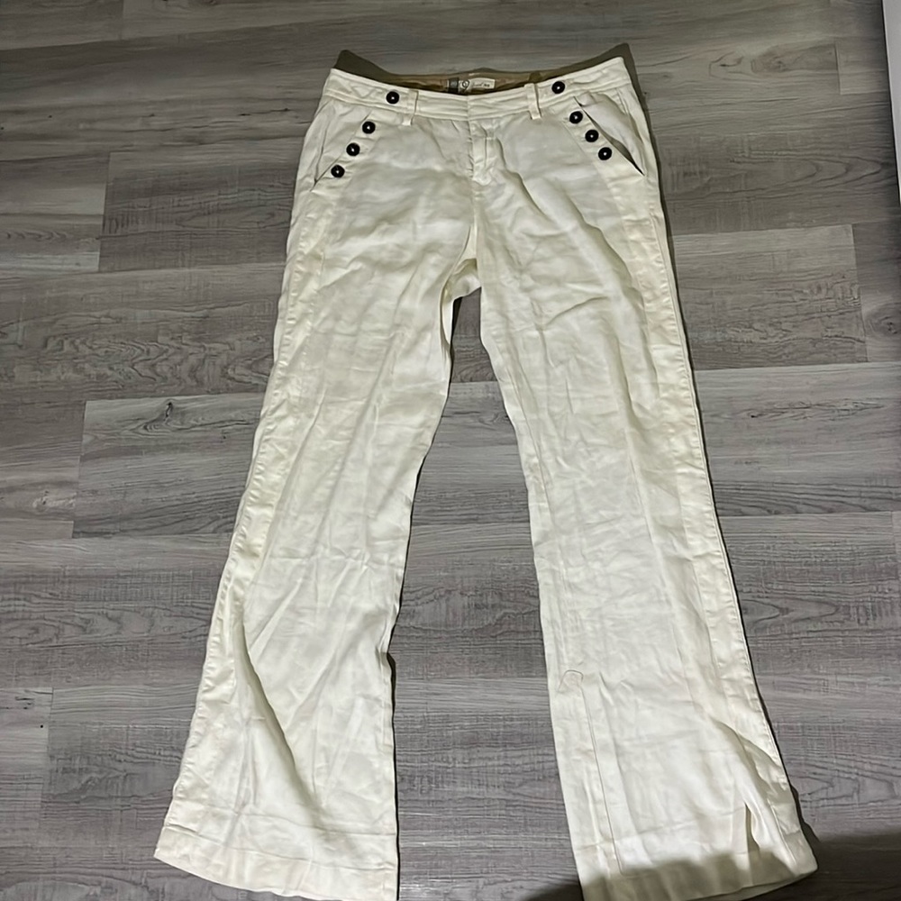 White wide leg/flare linen pants